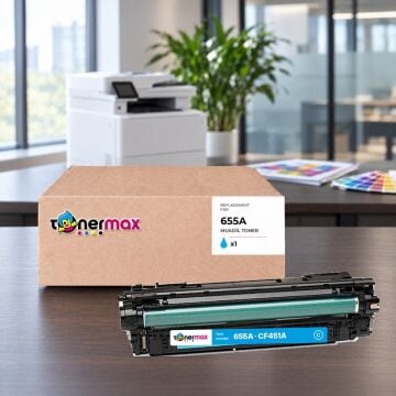 Hp 655A CF451A Mavi Muadil Toner - Çipli / Color LaserJet Enterprise M652 / M653 / MFP M681 / M682