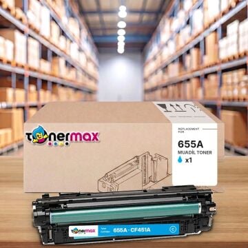 Hp 655A CF451A Mavi Muadil Toner - Çipli / Color LaserJet Enterprise M652 / M653 / MFP M681 / M682
