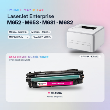 Hp 655A CF453A Kırmızı Muadil Toner - Çipli / Color LaserJet Enterprise M652 / M653 / MFP M681 / M682