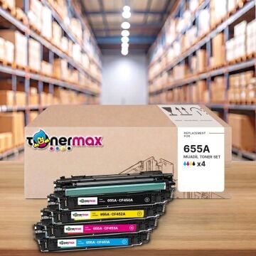 Hp 655A CMYK Muadil Toner Seti - Çipli / Color LaserJet Enterprise M652 / M653 / MFP M681 / M682 / CF450A / CF451A / CF452A / CF453A