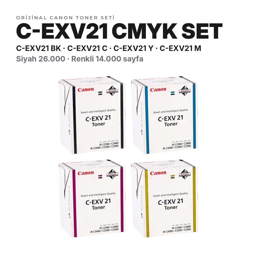 TonerMAX® Canon C-EXV21 CMYK Orijinal Toner Takımı