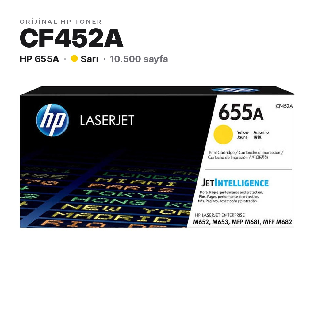 HP 655A CF452A Sarı orijinal toner