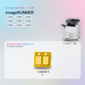 Canon C-EXV21 / IR-C2380i / C2880 / C2880i / C3080i / C3380 / C3380i / C3580i / C3880 / C3880i Sarı Çip